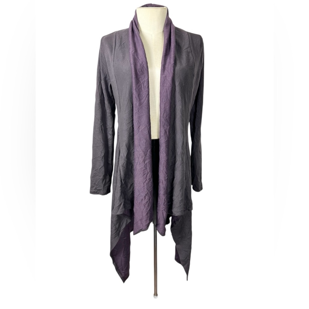 Chalet open front waterfall cardigan purple‎ plum size S whimsigoth witchy artsy